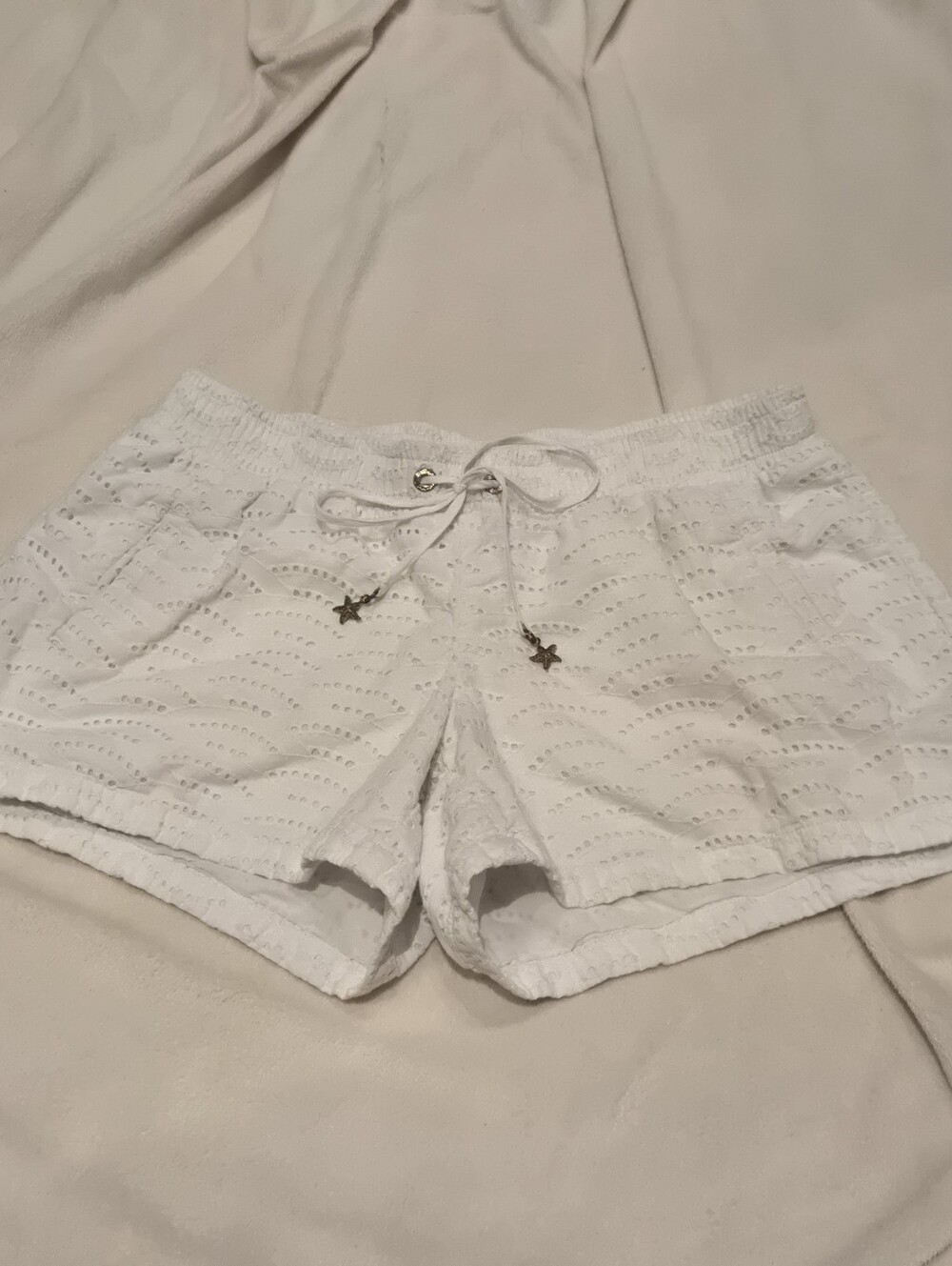 Lilly Pulitzer White Eyelet Drawstring Lounge Shorts Starfish Size Small